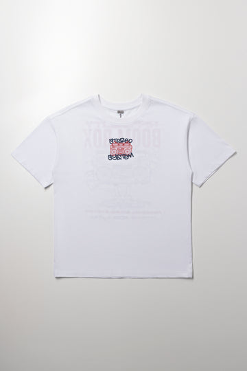 White Boombox Graphic T-Shirt