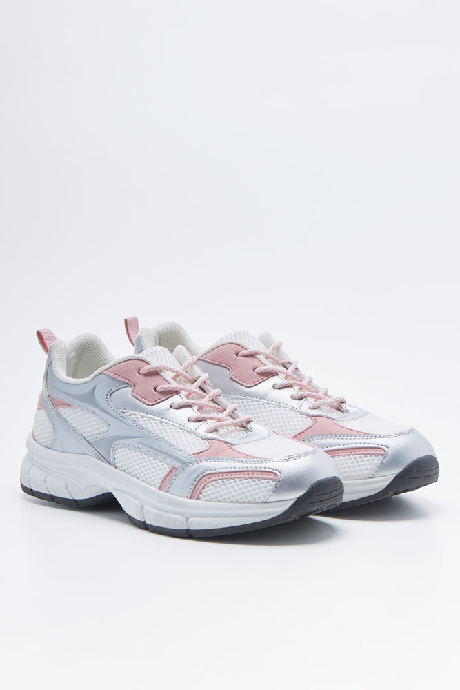 Silver Grey Sporty Mesh Trainers