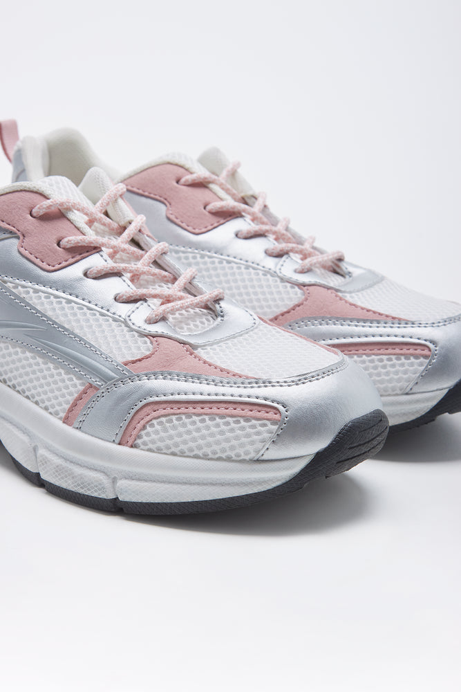 Silver Grey Sporty Mesh Trainers (3)