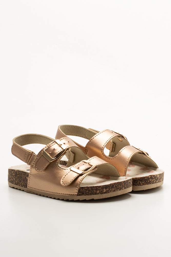 Rose Gold Double Buckle Sandals