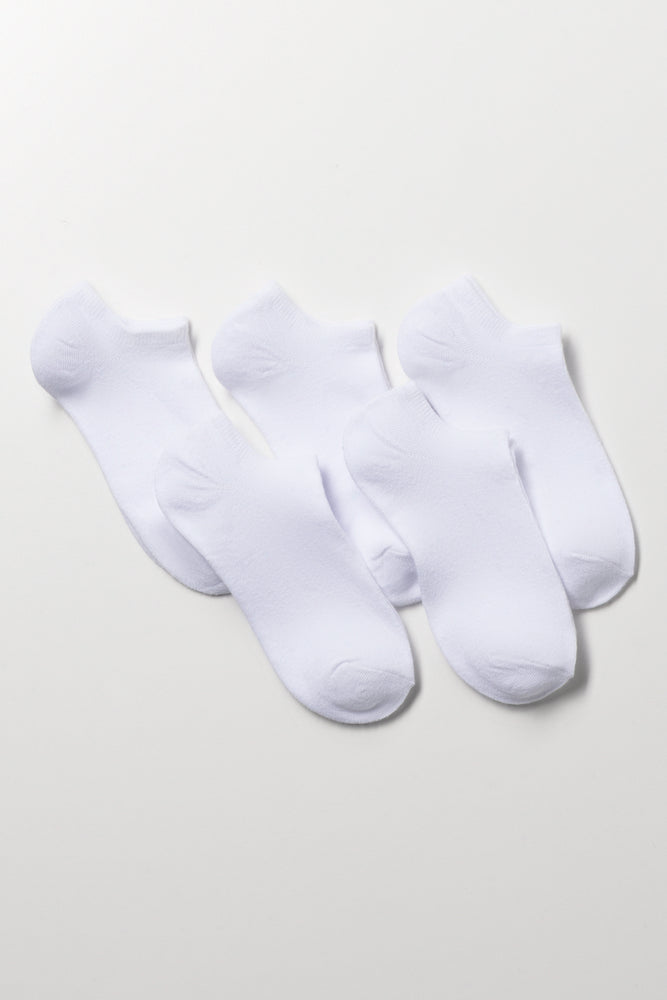 5 Pack White Lowcut Socks