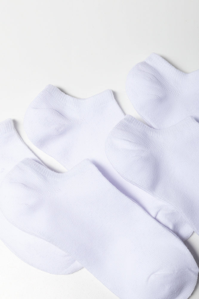 5 Pack White Lowcut Socks (1)