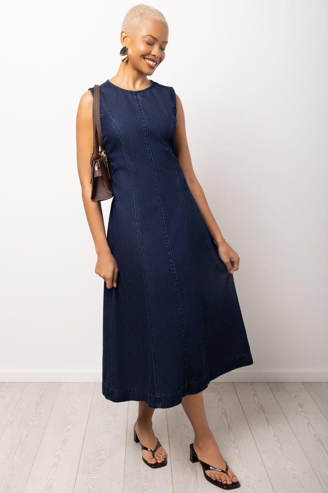 Panel Denim Dress Indigo