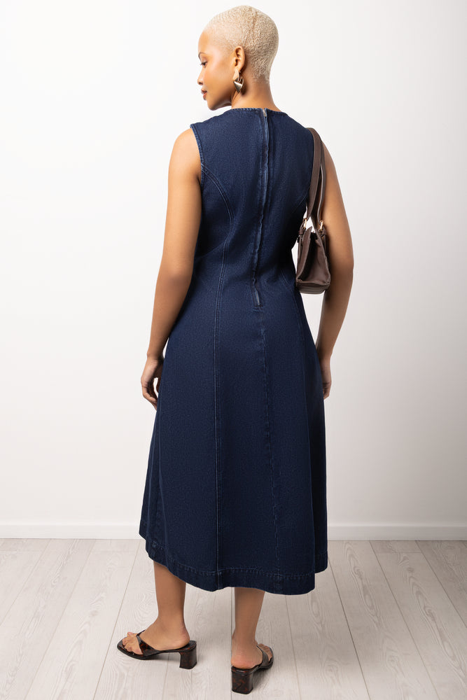 Panel Denim Dress Indigo (2)