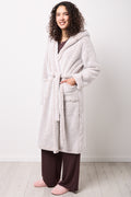 Two Tone Hooded Sherpa Gown (1)