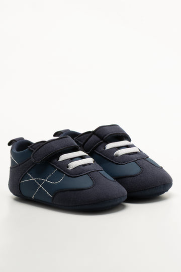 Navy Contrast Stitch Crib Sneakers