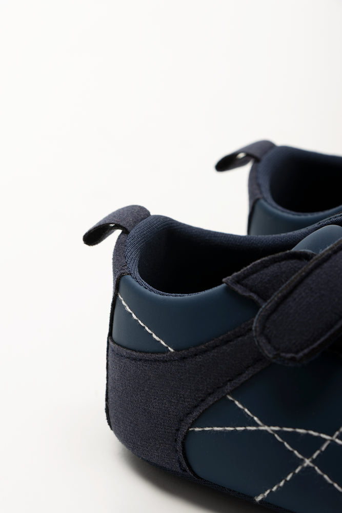 Navy Contrast Stitch Crib Sneakers (3)