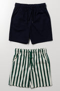 Woven Stripe And Navy Shorts