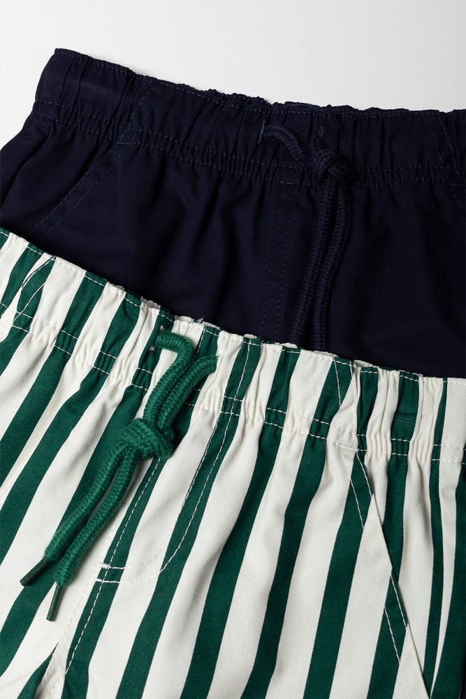 Woven Stripe And Navy Shorts (1)