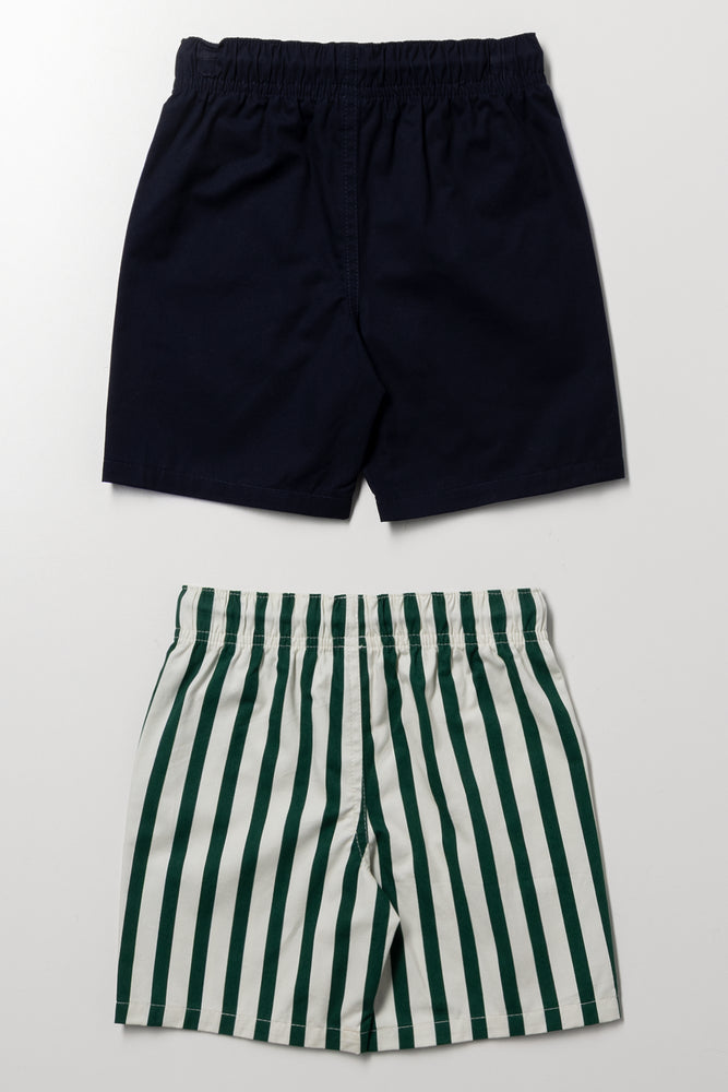 Woven Stripe And Navy Shorts (2)