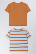 Brown And Blue 2 Pack Short Sleeve T-Shirts (2)