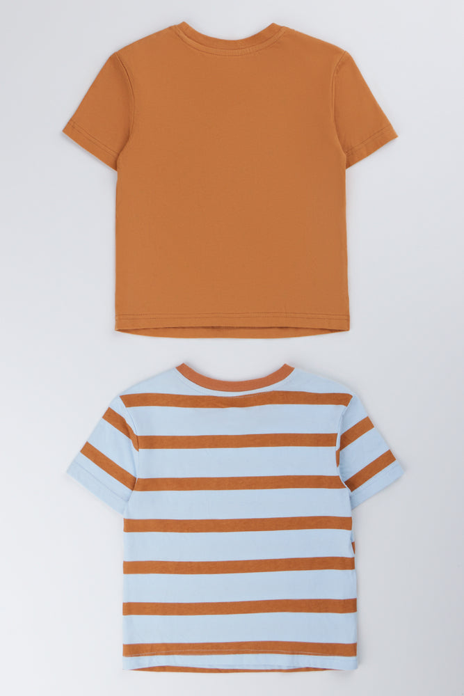 Brown And Blue 2 Pack Short Sleeve T-Shirts (2)