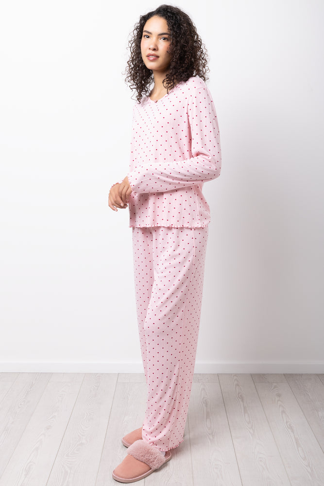 Pink Spotted Pointelle Pyjama Set (1)