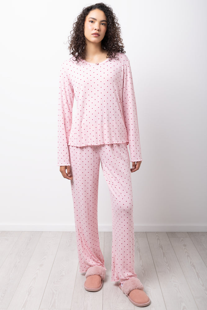 Pink Spotted Pointelle Pyjama Set (4)