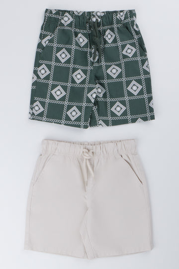 Green And Stone 2 Pack Woven Shorts