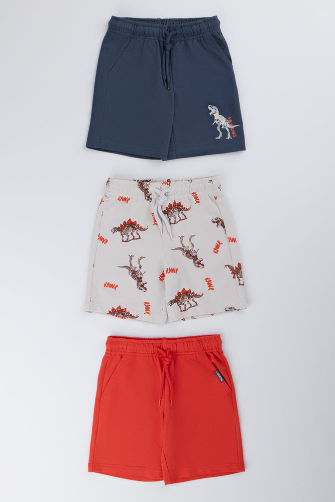 3 Pack Dinosaur Fleece Shorts