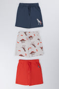 3 Pack Dinosaur Fleece Shorts