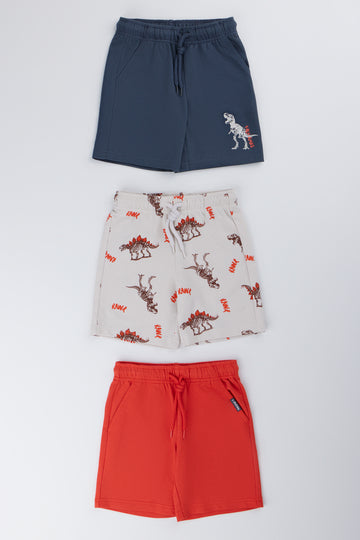 3 Pack Dinosaur Fleece Shorts