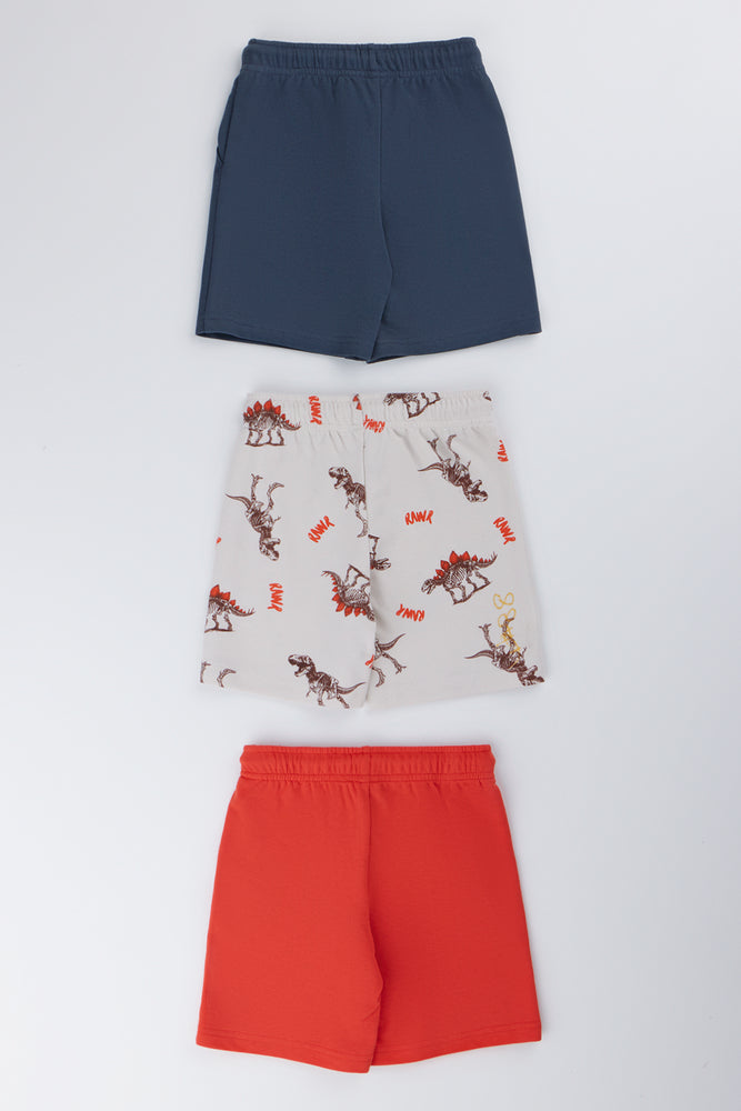 3 Pack Dinosaur Fleece Shorts (2)