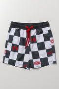 Checkerboard Print Swim Shorts