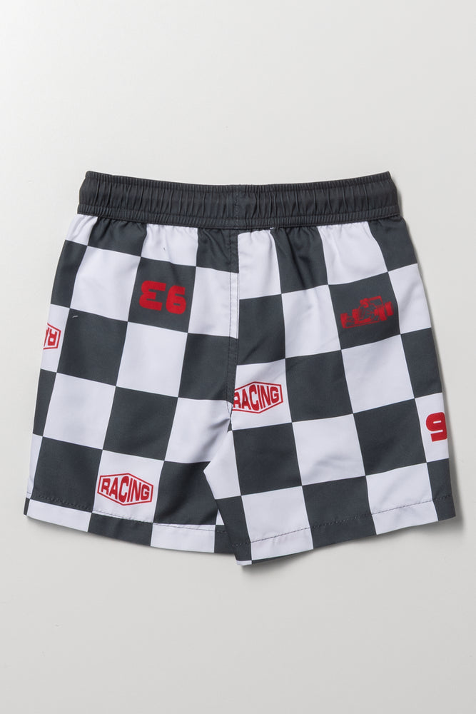 Checkerboard Print Swim Shorts (2)