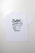 White Graphic Iced Coffee Crew T-Shirt