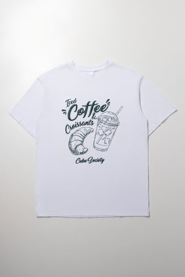 White Graphic Iced Coffee Crew T-Shirt