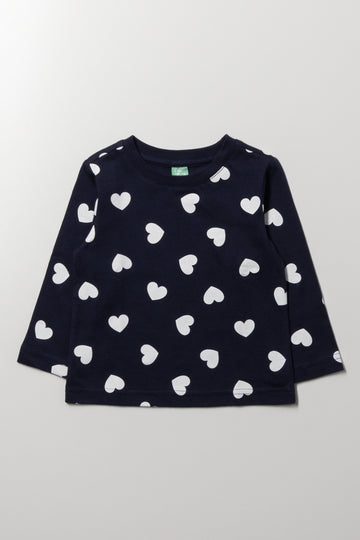 Heart Long Sleeve T-Shirt Navy