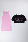 Pink and Black Slogan Dress (2)