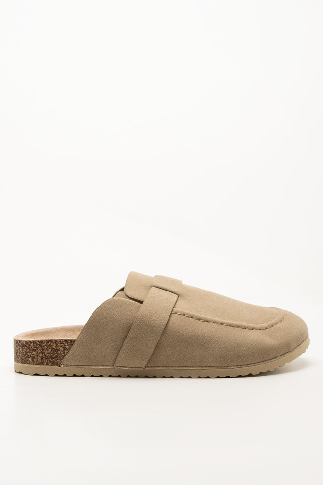 Suede Stitch Detail Clog Beige (1)