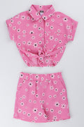 Pink Daisy Print Shirt Set