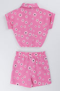 Pink Daisy Print Shirt Set (2)