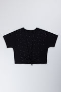Black Diamante Tie Detail T-Shirt