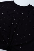 Black Diamante Tie Detail T-Shirt (1)