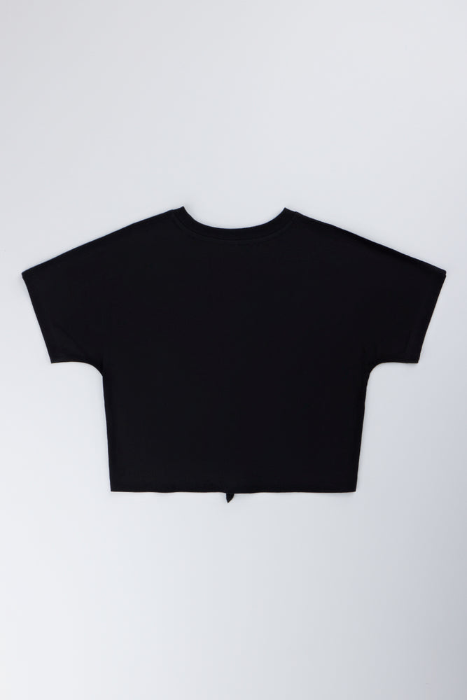 Black Diamante Tie Detail T-Shirt (2)