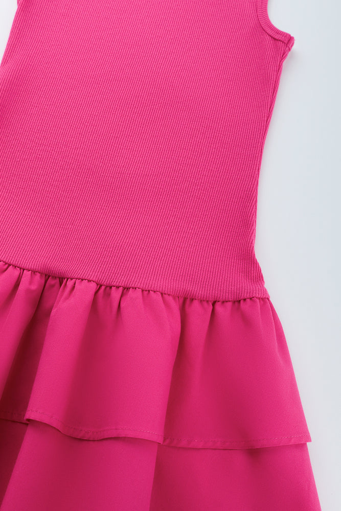 Pink Ribbed Rara Sleeveless Dress (1)