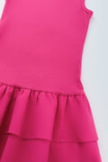 Pink Ribbed Rara Sleeveless Dress (1)