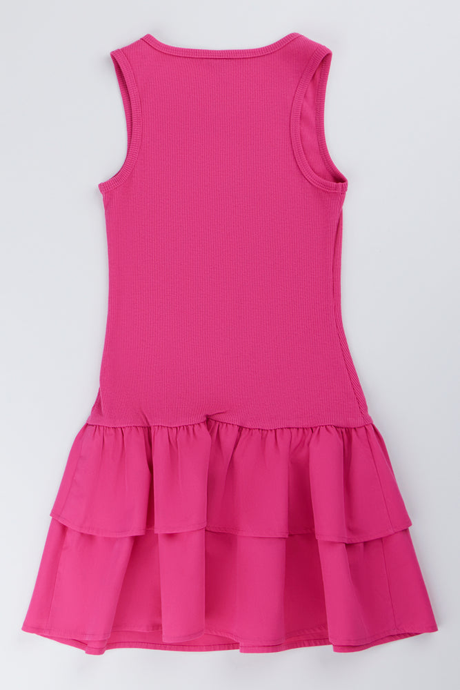 Pink Ribbed Rara Sleeveless Dress (2)