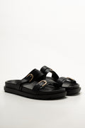 Black Double Buckle Sandals