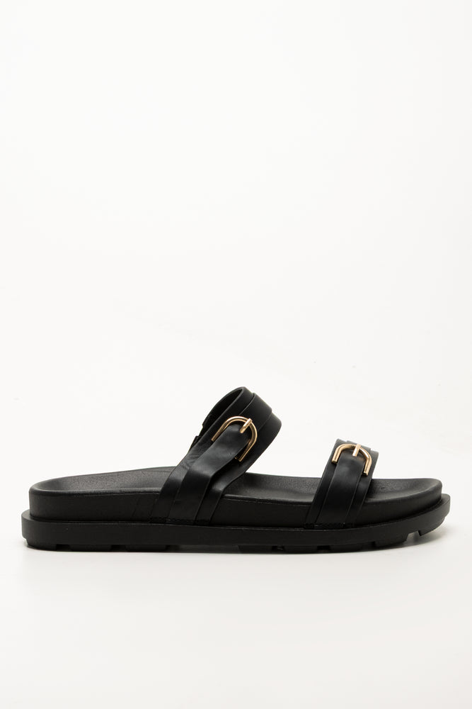Black Double Buckle Sandals (1)
