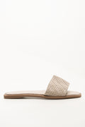 Beige Woven Mule Flat Sandals (1)