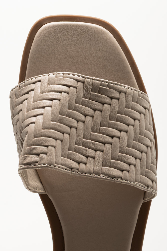 Beige Woven Mule Flat Sandals (4)