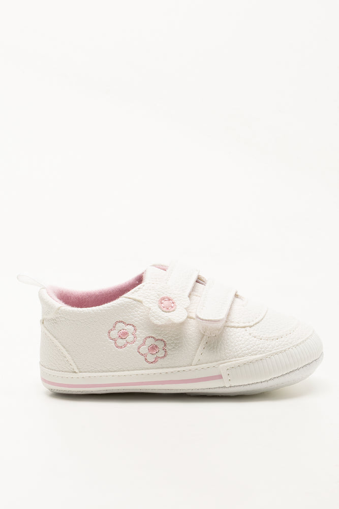 White Floral Baby Crib Sneakers (1)