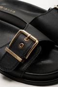 Black Buckle Strap Footbed Sandals (2)