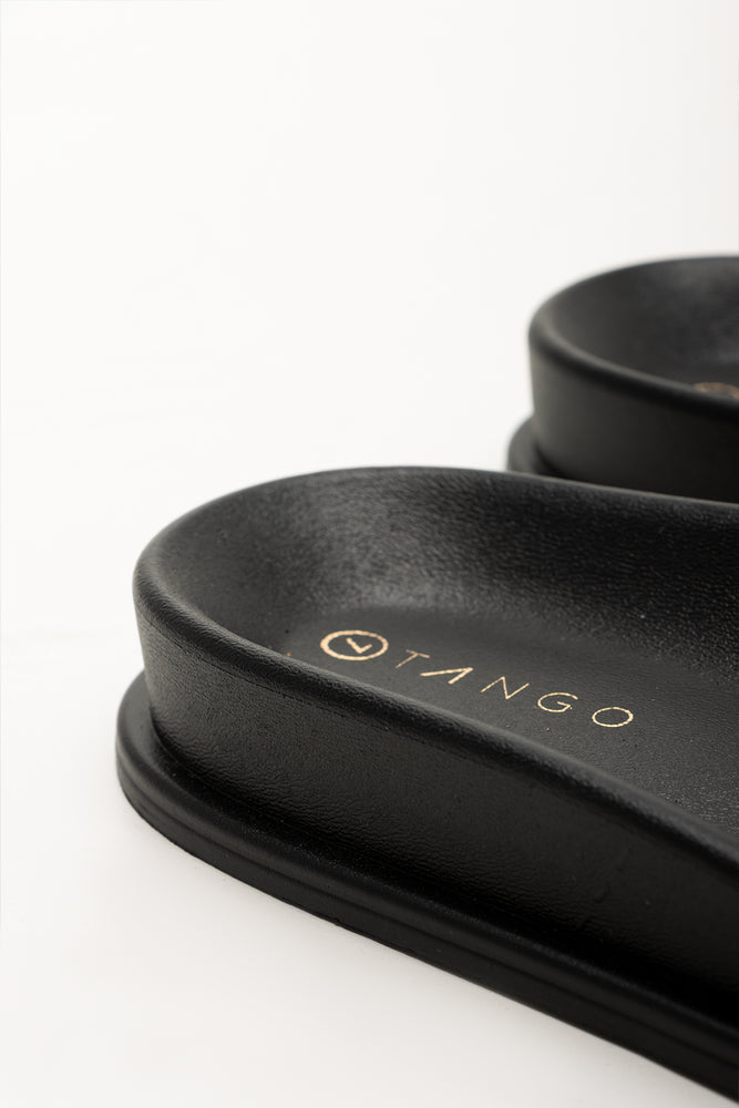 Black Buckle Strap Footbed Sandals (3)