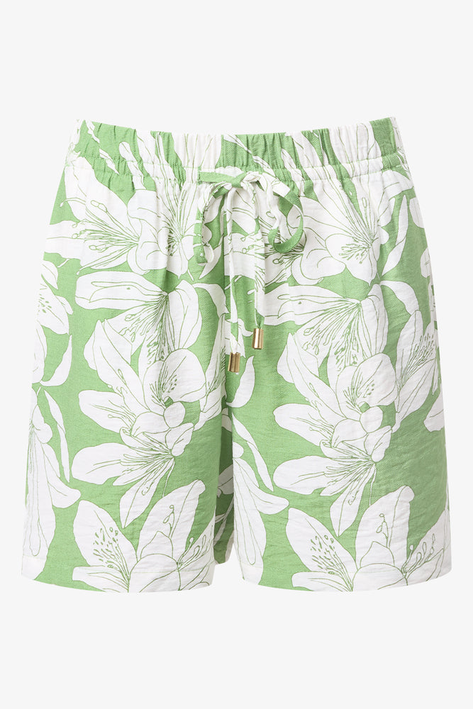 Floral Print Viscose Slub Shorts