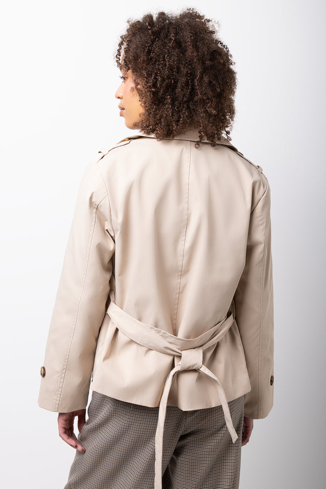 Beige Double Breasted Trench Jacket (2)