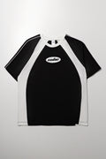 Black White Panelled Raglan T-Shirt
