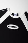 Black White Panelled Raglan T-Shirt (1)