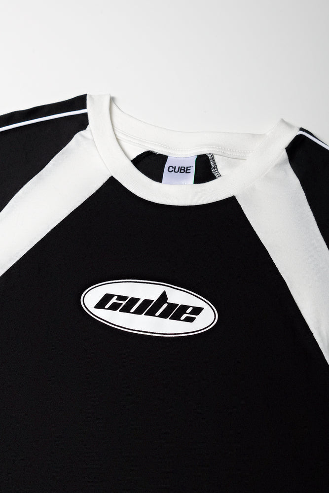 Black White Panelled Raglan T-Shirt (1)